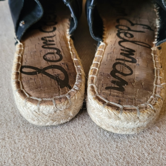 Sam Edelman Black Leather Flat Espadrilles Size 7 - Picture 6 of 8